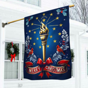Indiana Merry Christmas Torch and Stars Flag MLN2098F