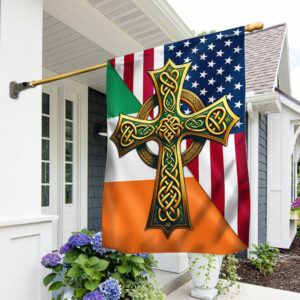 FLAGWIX  Irish Celtic Knot Cross St. Patrick’s Day Ireland  American Flag TQN2251F