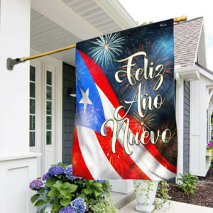 Happy New Year, Feliz Año Nuevo Puerto Rico Flag TPT1474Fv2