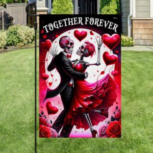 FLAGWIX  Skull Couple Dancing Happy Valentine's Day Together Forever Flag MLN2397F