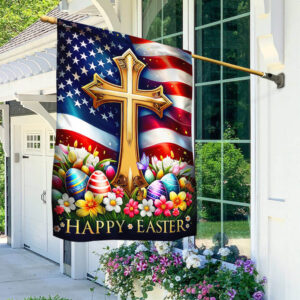Christian Cross Happy Easter Day Flag MLN2487F