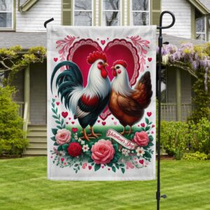 FLAGWIX  Couple Chicken Valentine's Day Rooster And Hen Flag TQN2425F