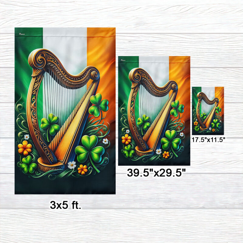 Traditional Harp and Shamrocks Irish St. Patrick’s Day Flag MLN2520F