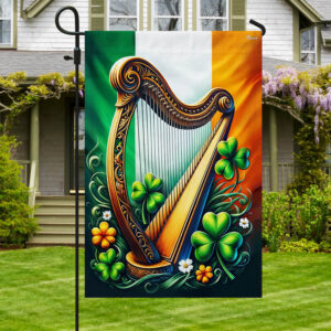 FLAGWIX  Traditional Harp and Shamrocks Irish St. Patrick's Day Flag MLN2520F