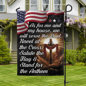 FLAGWIX  Jesus Cross American Flag As For Me And My House We Will Serve The Lord Flag MLN2495F