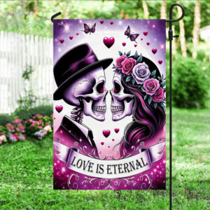 FLAGWIX  Skull Skeleton Couple Valetine Day Love is Eternal Flag MLN2392F
