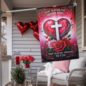 God Blessed Us, Christian Heart Valentine Flag TPT1570F