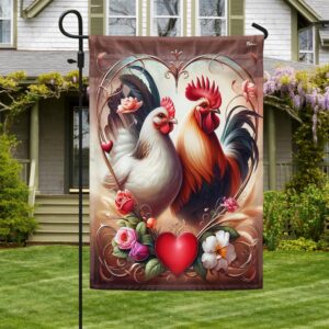 FLAGWIX  Couple Chicken Rooster Hen Valentine's Day Flag TQN2429F