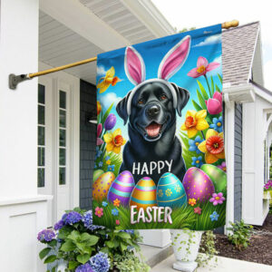 FLAGWIX  Black Labrador Dog Happy Easter Flag TQN2496F