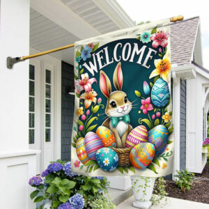 FlagwixHappy Easter Welcome Bunny Eggs Flag TQN2495F