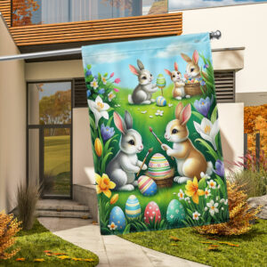 FLAGWIX  Happy Easter Bunnies and Eggs Flag TQN2374F