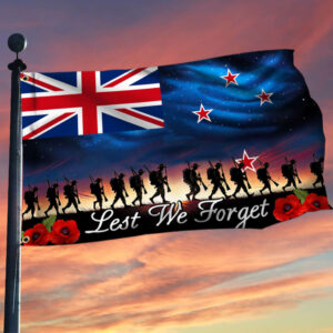 Anzac Day New Zealand Lest We Forget Grommet Flag TQN2508GF