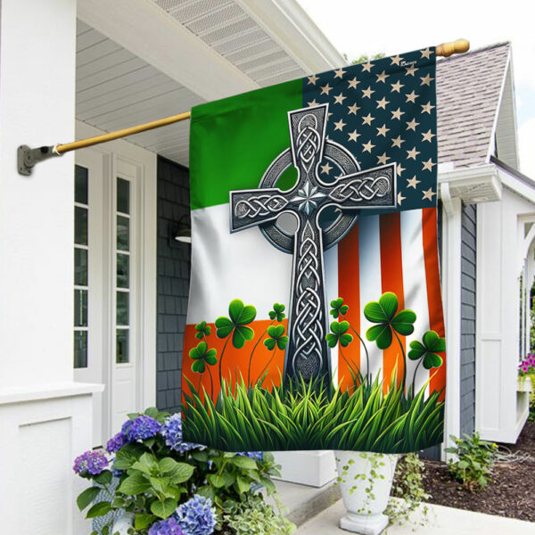 FLAGWIX  Irish American Celtic Cross Shamrocks Flag TQN2565F