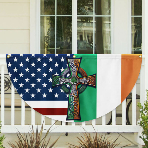 Irish Celtic Knot Cross St. Patrick’s Day Irish American Non-Pleated Fan Flag TPT1616FL