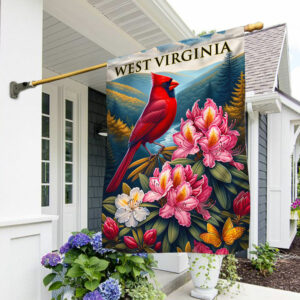 FlagwixWest Virginia Cardinal and Rhododendron Flower Flag MLN2616F