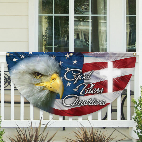Patriotic Eagle God Bless America Non-Pleated Fan Flag MLN2625FL