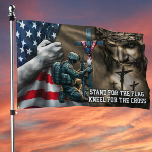 Stand For The Flag, Veteran Memorial Jesus Christian Grommet Flag TPT849GF