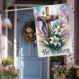 FLAGWIX  Easter He Is Risen Cross Faith Lily Flag TQN2654F