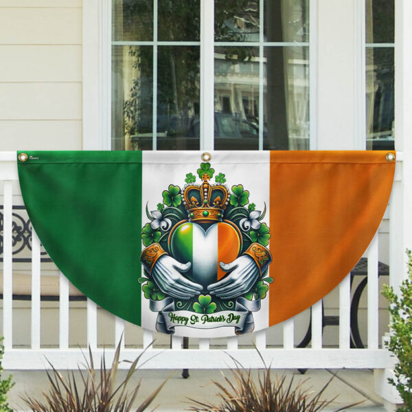 Happy St. Patrick’s Day Claddagh Symbol Irish Non-Pleated Fan Flag MLN2614FL