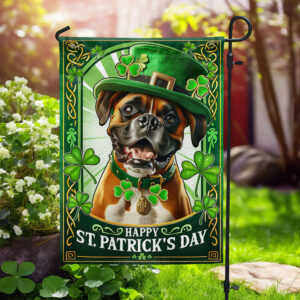 Saint Patrick's Day Welcome Boxer Dog Flag MLN2566F