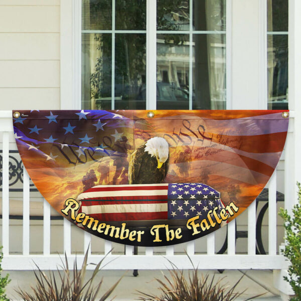 Memorial Day Remember the Fallen American Eagle Honoring All Who Served Veterans Non-Pleated Fan Flag TPT1646FL