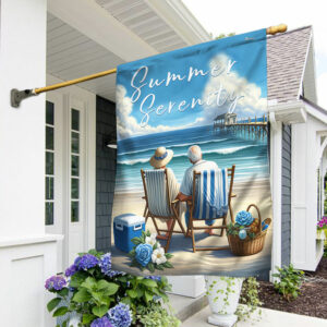 FLAGWIX  Summer Serenity Old Couple At The Beach Flag TQN2585F
