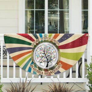 Hippie Every Little Thing Is Gonna Be Alright Non-Pleated Fan Flag TQN2640FL
