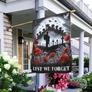 Lest We Forget Poppy Flowers Christian Cross Anzac Day Memorial Flag TPT1568F