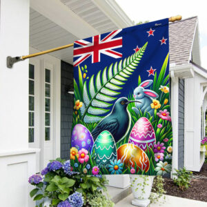 FLAGWIX  New Zealand Easter Day Bunny and Silver Fern Easter Eggs Flag MLN2569F