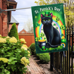 Black Cat Irish St Patrick's Day Flag TQN2556F
