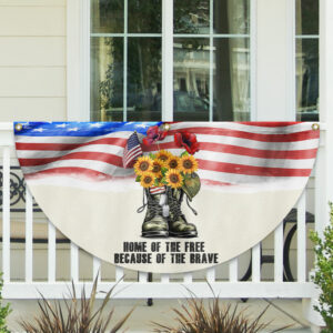 Memorial Day Veterans, Home Of The Free American Non-Pleated Fan Flag TPT1645FL