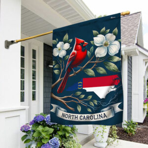 FlagwixNorth Carolina Map Flag With Cardinal and Flowering Dogwood Flag MLN2541F