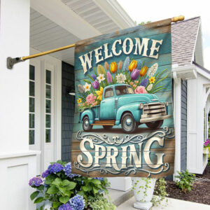 Welcome Spring Truck Flower Flag TQN2666F