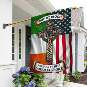 FLAGWIX  Irish Celtic Cross Saint Patrick's Day Flag Irish By Blood American By Birth Patriot By Choice MLN2550F