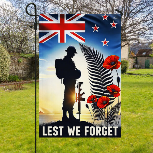 New Zealand Veteran ANZAC Day Lest We Forget Flag MLN2828F