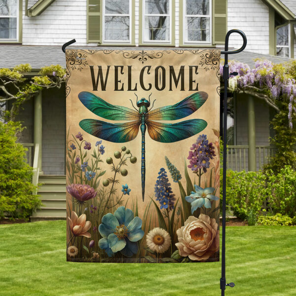 Welcome Spring Dragonfly Flag TQN2780F