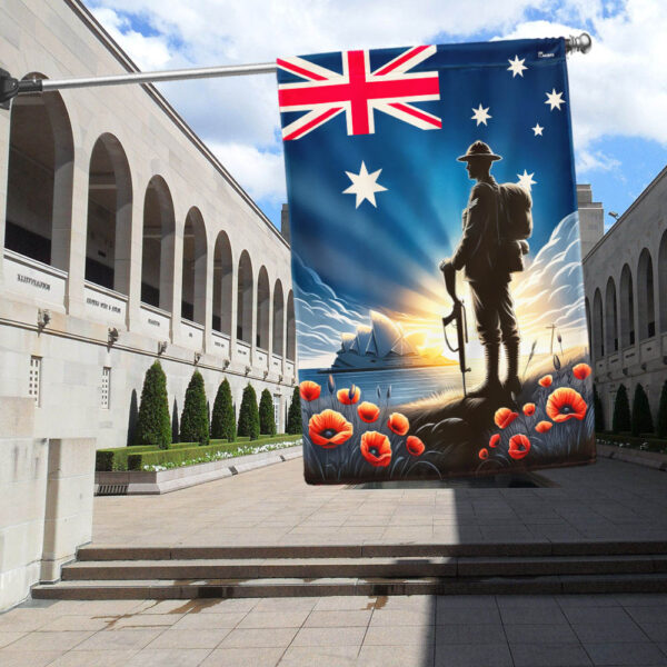 Australian Veteran Anzac Day Poppy Flower Flag MLN2827F
