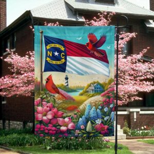 FLAGWIX Spring in North Carolina, Dogwood Flowers, Colorful Azaleas and Cardinal Flag MLN2822F