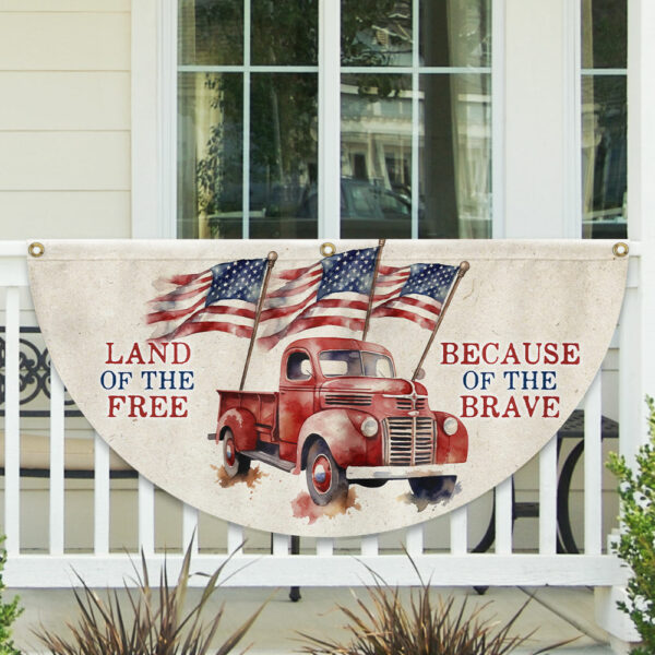 Land Of The Free Because Of The Brave 4th Of July Non-Pleated Fan Flag TQN2829FL