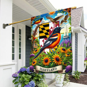 FLAGWIX Maryland with Baltimore Oriole, the Black-Eyed Susan, Chesapeake Bay and Sailboat Flag MLN2838F