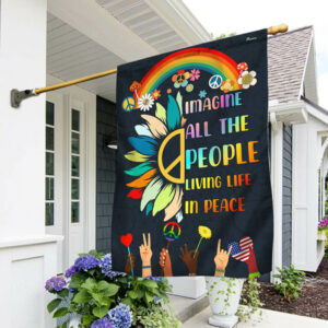 Imagine All The People Living Life In Peace Hippie Flag TPT1648F
