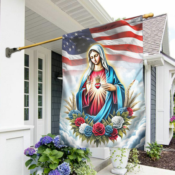 The Immaculate Heart of Mary American Flag MLN2817F