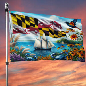 Maryland Susan Flower Baltimore Oriole Bird Grommet Flag TQN2670GF