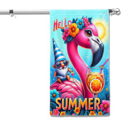 FLAGWIX Hello Summer Flamingo Gnome Flag TQN2647F