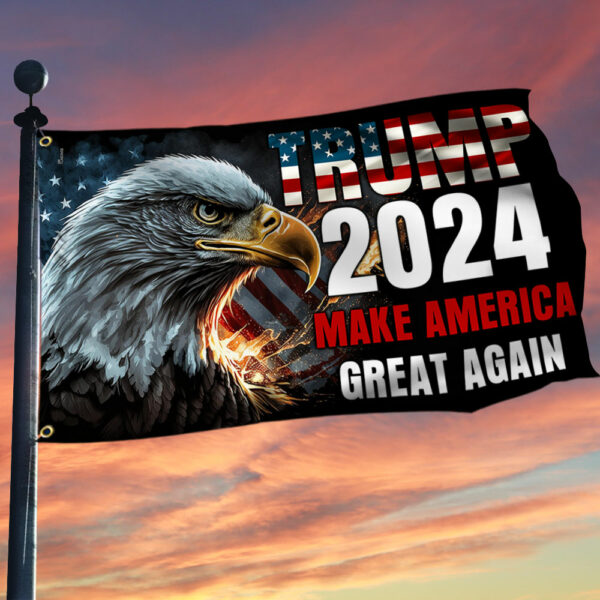 Trump 2024 Make America Great Again Patriot Eagle Grommet Flag MLN2678GF