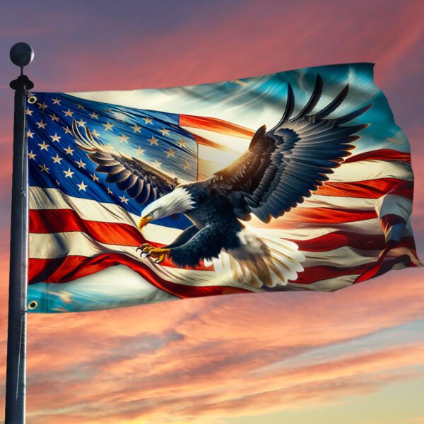 American Patriot Flag American Eagle Patriot Grommet Flag QTR723GF