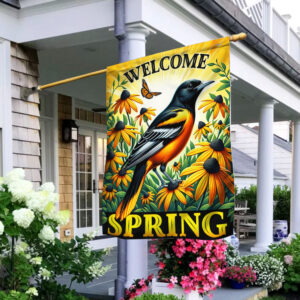 FLAGWIX Maryland Welcome Spring Baltimore Oriole Bird and Black-eyed Susan Flower TQN2794F