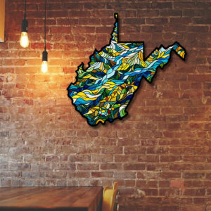 West Virginia Wild and Wonderful Map Hanging Metal Sign TQN2790MS