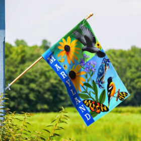 FLAGWIX Maryland with Black-Eyed Susan Flowers, Chesapeake Bay Blue Crab and Baltimore Oriole Flag MLN2837F