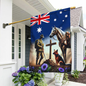 FLAGWIX Anzac Day Animals in War Purple Poppy Australian Flag MLN2688F